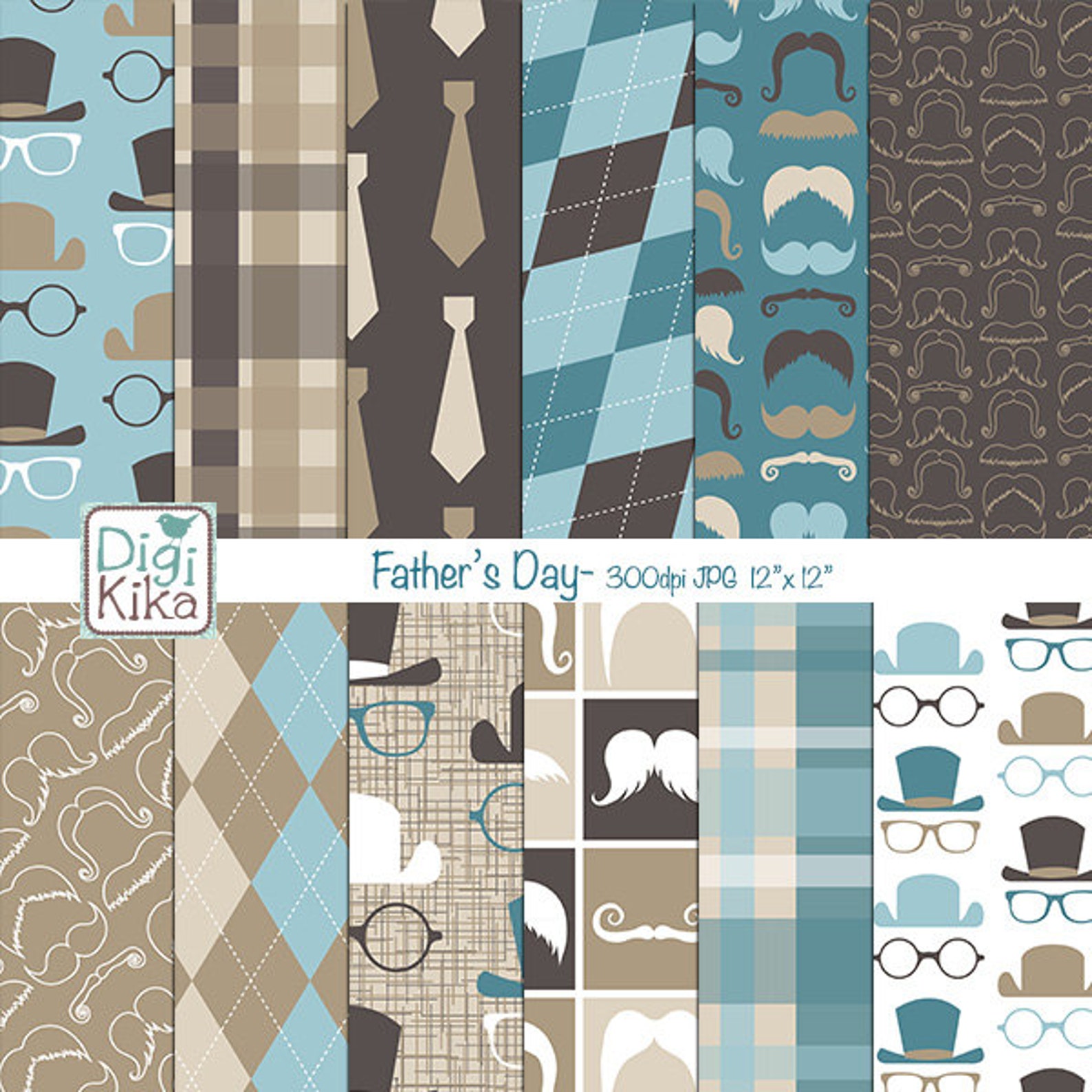Father's Day Digital Papers Gentleman Scrapbook Paper Etsy
