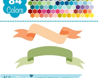 Digital Banners, Simple Colorful Banners, Rainbow Banners Clip Art, Huge Clipart Pack - Vector Banners - Instant Download