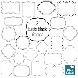 Simple Black Frames Digital Clipart / Scrapbooking card design, invitations, paper crafts, web design INSTANT DOWNLOAD image 1