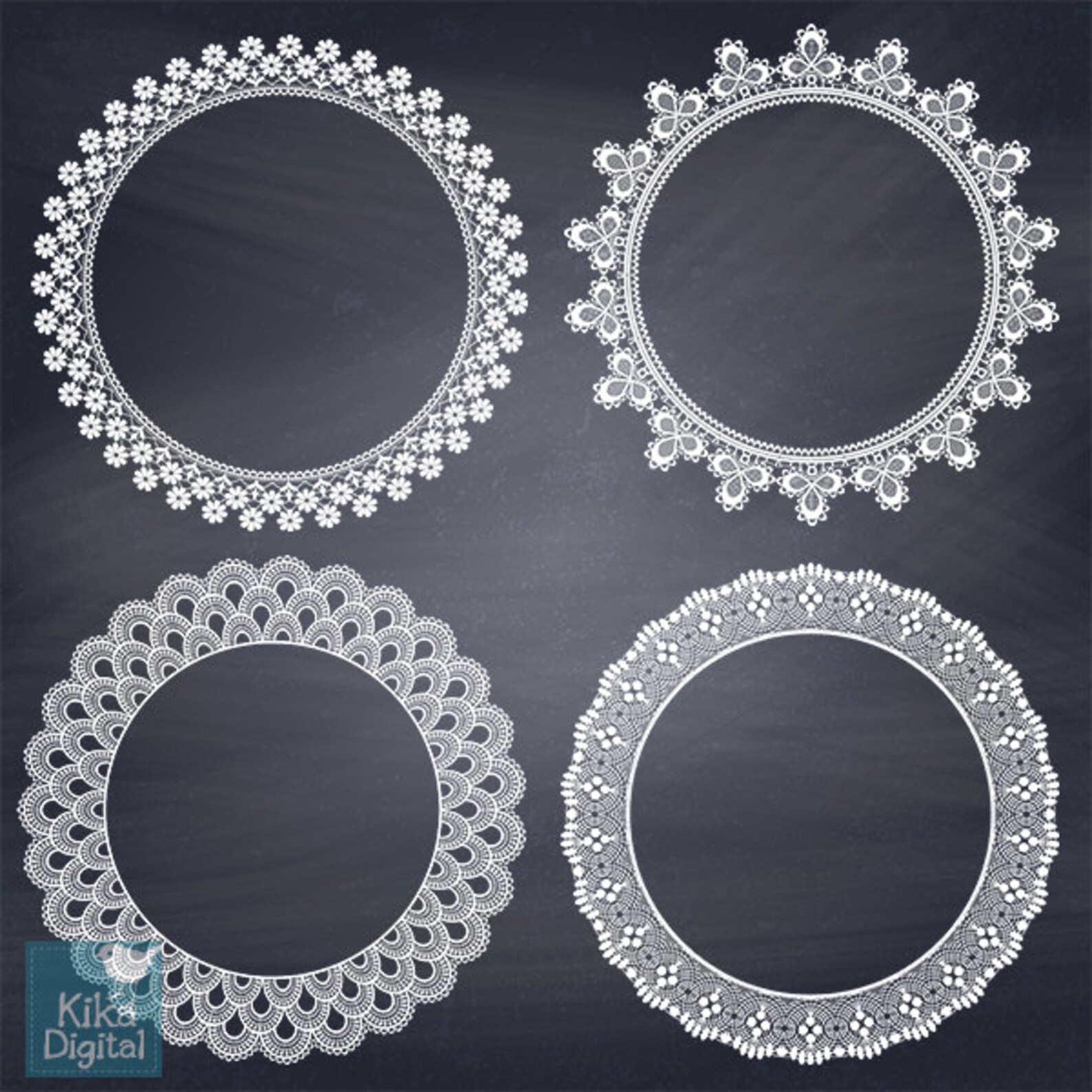 White Lace Frames Digital Lace Clip Art Wedding Lace - Etsy