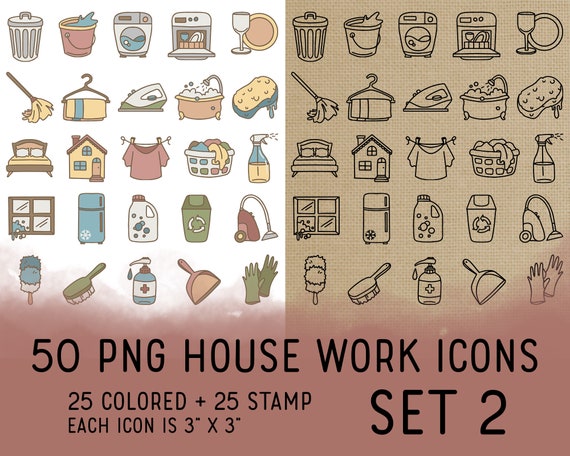 Housework and Chores Icon Planner Stamps