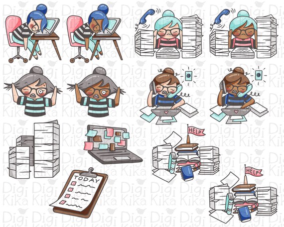 Planner stickers cartoon characters Royalty Free Vector
