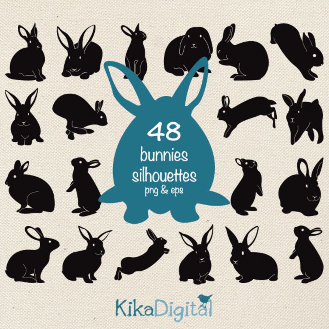 Bunnies Silhouette Clip Art Easter Bunny Vector Silhouettes - Etsy