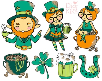 St. Patrick Day Clipart - Planner Stickers, scrapbook , card design, invitations, paper crafts, INSTANT DOWNLOAD