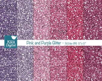 Pink and Purple Glitter Digital Papers, Pink Glitter Papers, Pink and Purple Glitter Papers - INSTANT DOWNLOAD