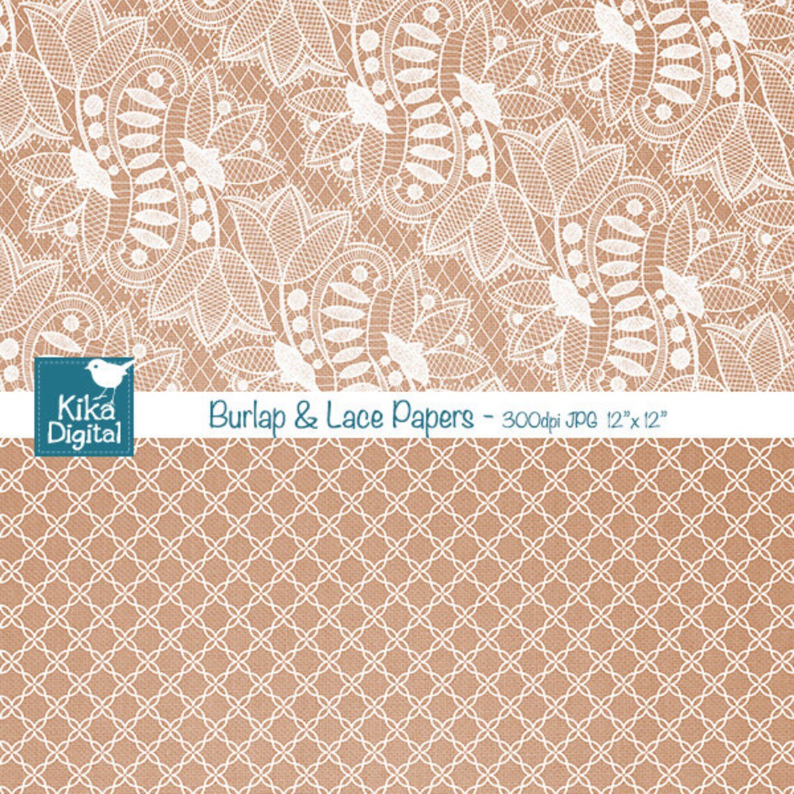 Burlap Lace Digital Papers Lace Wedding Papers Card - Etsy