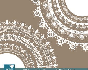 Lace Circle Frames - Digital Clipart / Scrapbooking - card design, invitations, paper crafts, web design - INSTANT DOWNLOAD