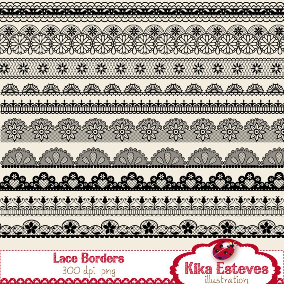 Lace Borders Digital Clipart / Scrapbooking Card Design - Etsy
