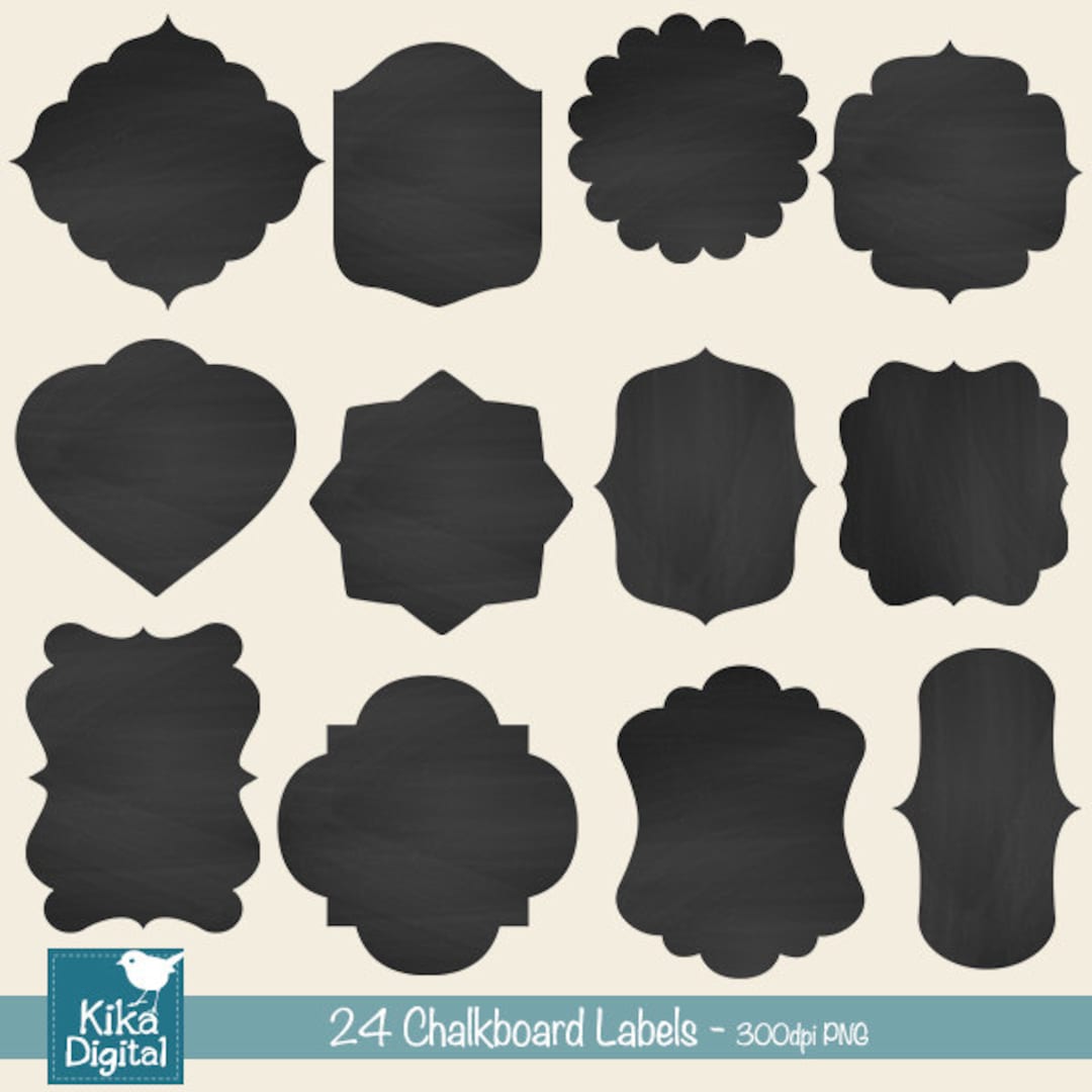 Chalkboard Labels, 24 Basic Chalkboard Labels, Digital Clipart, Digital  Scrapbooking Frames, Chalk Labels INSTANT DOWNLOAD 