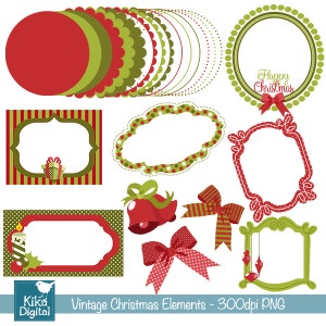 Christmas Digital Clipart and Paper Bundle Scrapbook , card design, invitations, paper crafts, web design INSTANT DOWNLOAD image 2