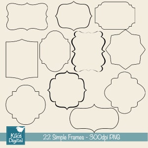 Simple Black Frames Digital Clipart / Scrapbooking card design, invitations, paper crafts, web design INSTANT DOWNLOAD image 3