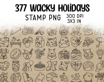 Wacky Holidays Icons PNG BUNDLE - Stamp Icons Clipart - Digital Icons for Planner Sticker, scrapbook, craft, planner clipart