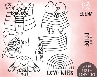 Planner Girl Elena Pride Month - LGBTQ Clipart - Digital Stamp - Planner Stickers, scrapbook , journal, invitation, paper crafts