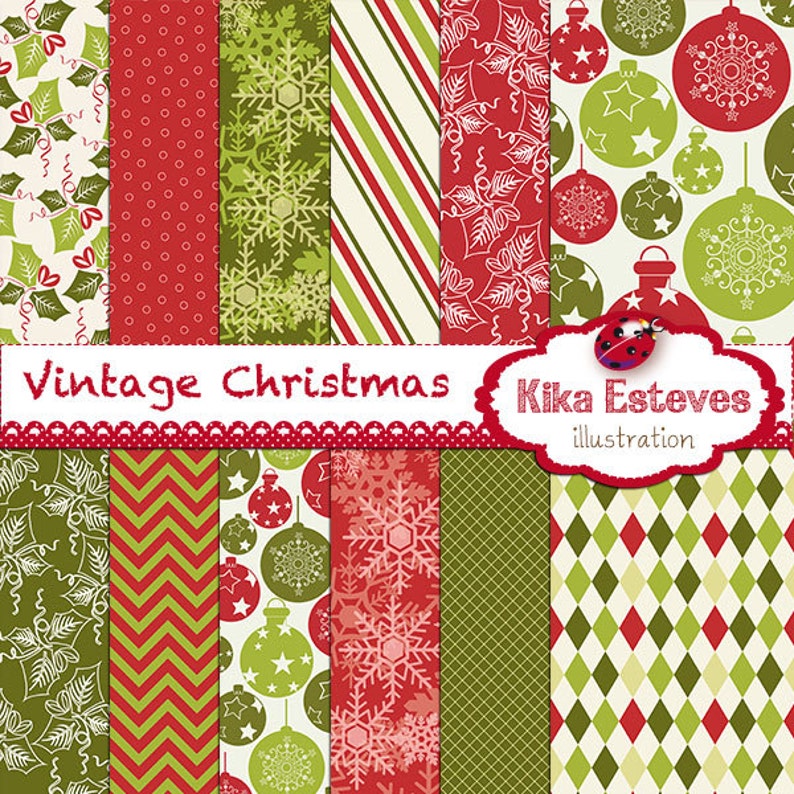 Christmas Digital Clipart and Paper Bundle Scrapbook , card design, invitations, paper crafts, web design INSTANT DOWNLOAD image 3