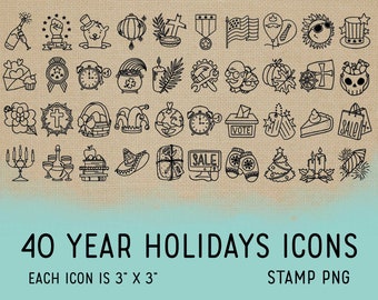 40 USA Yearly Holidays Icons - Celebration Icons Clipart -  Planner Icons Digital Stamp - Icons for Planner Sticker, planner clipart