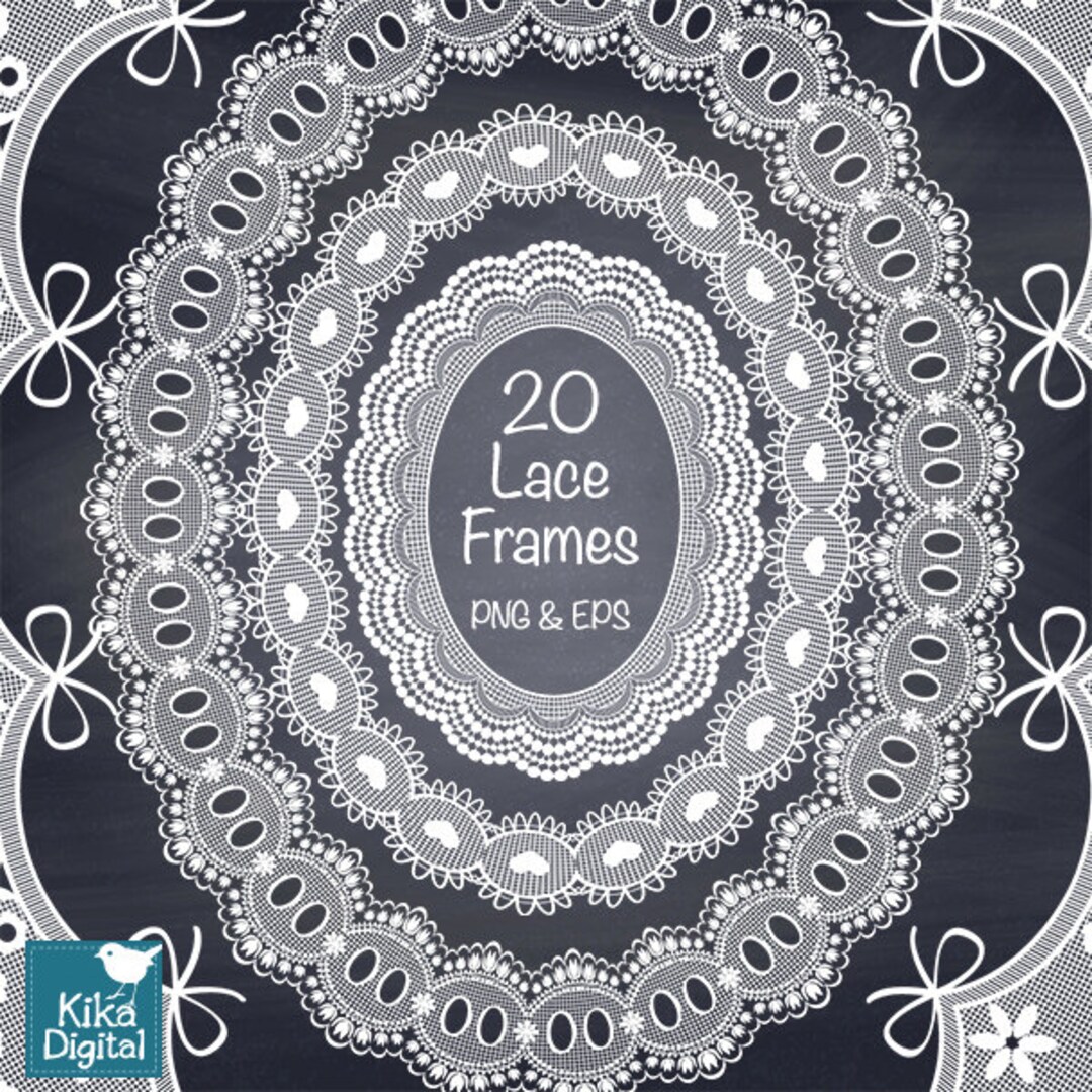 White Lace Frames, Digital Lace Clip Art, Wedding Lace Borders, Digital