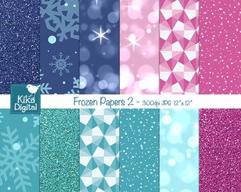 Frozen Digital Papers II, Frozen Papers, Winter Scrapbook Papers - card design, invitations, background - Instant Download