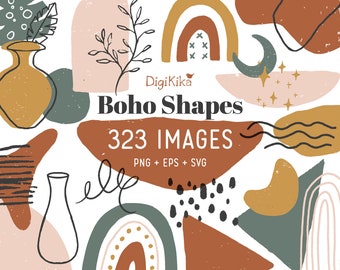 Boho Shapes Vector Clipart, Modern Terracota Abstract SVG Clip Art, Stickers Clipart, Sticker Graphics, Hand Draw, Planner Supplies, Craft