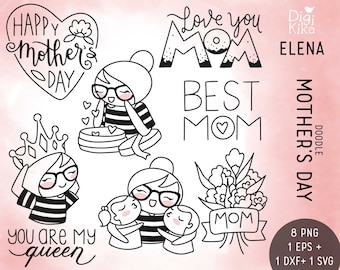 Elena Planner Girl - Muttertag / Mom STAMP Clipart - Planersticker, scrapbook, Kartendesign, Einladungen, Basteln, Charakter