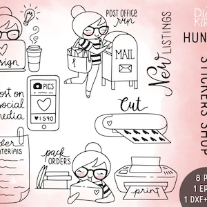 Elena Planner Girl - Stickers Shop Stamp Clipart - Planner Stickers, scrapbook , card design, invitations, paper crafts, INSTANT DOWNLOAD