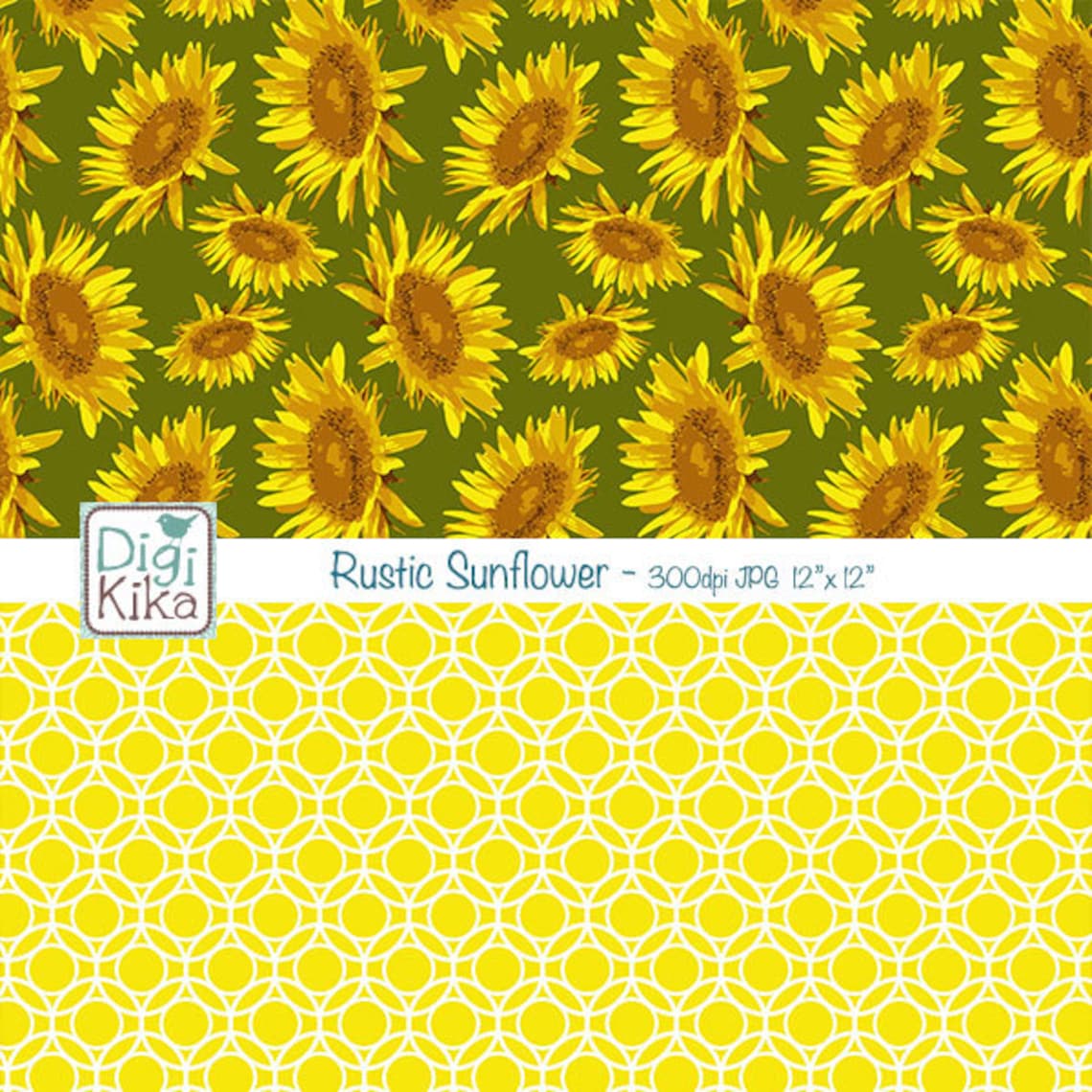 Rustic Sunflower Digital Papers Sunflowers Scrapbook Paper | Etsy