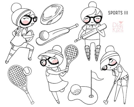 Set of Sports Doodle Vector Illustration in Cute Hand Drawn Style
