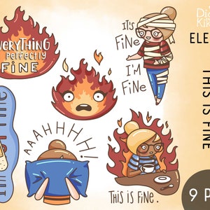 Planner Girl Elena - This is Fine Clipart COLOR - Digital Stamp - Planner Stickers, scrapbook , card design, invitations, paper crafts