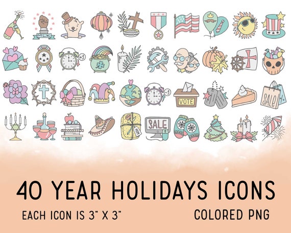  USA Yearly Holiday Decorative Stickers for Planners, Journals,  and Calendars, 70 stickers, NEW LOOK : Handmade Products