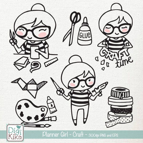 Planner Girl Craft Stamp Clipart Planner Stickers - Etsy