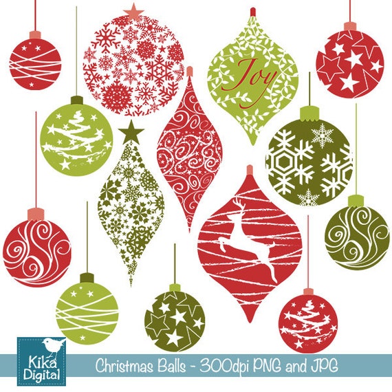 Boules De Noël Digital Clipart Scrapbooking Carte Invitations Autocollants Loisirs Créatifs Design Conception De Sites Web Téléchargement