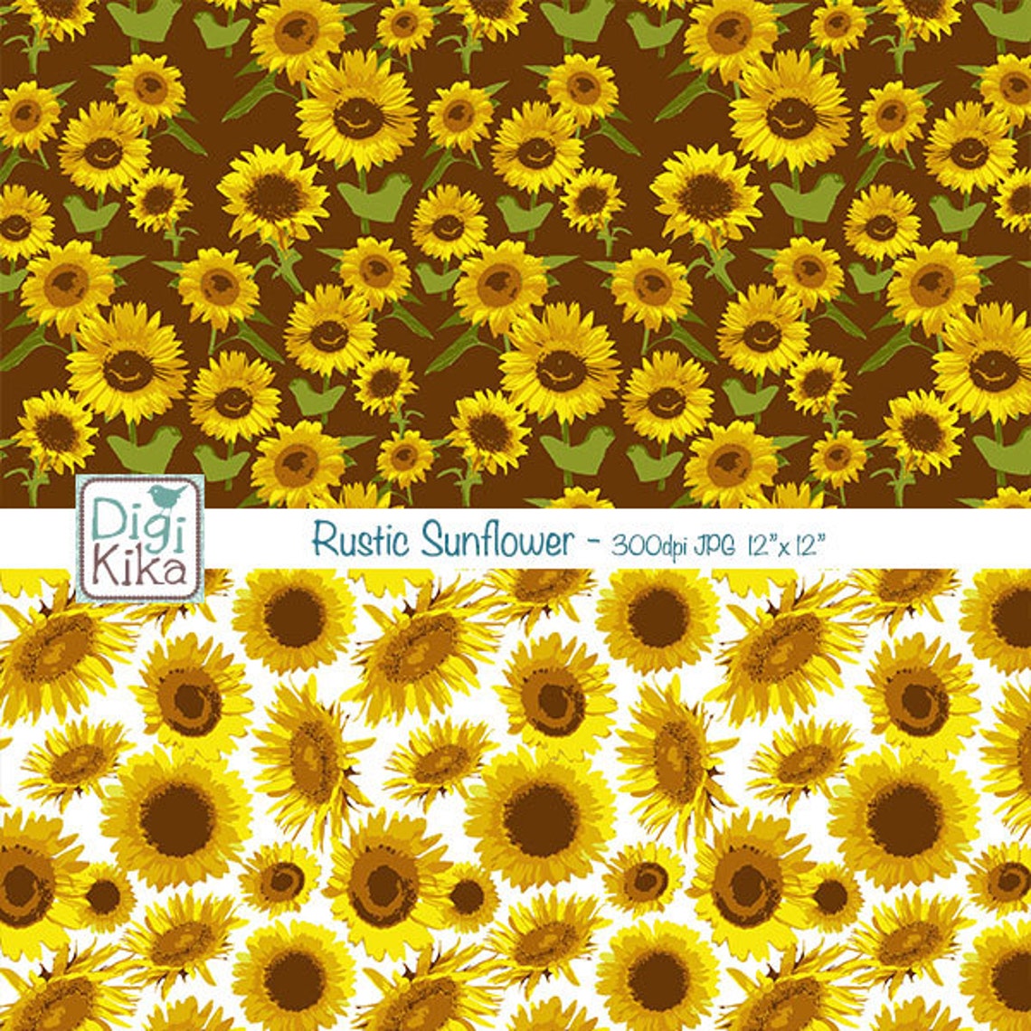 Rustic Sunflower Digital Papers Sunflowers Scrapbook Paper Etsy