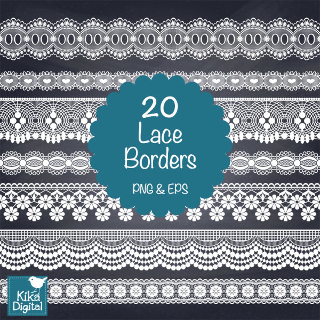 Lace Borders Clipart, White Lace Borders, Wedding Lace, Digital Borders