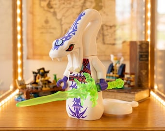 Pythor Weiß Lila Anacondrai Minifigur, Ninjago Serpentine Schlange Bösewicht Spielzeug Bausteine