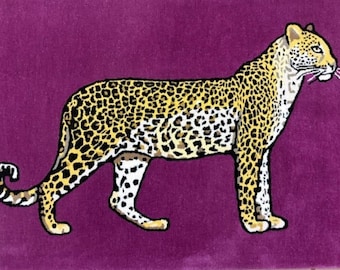 Handmade Tufted Leopard Rug, Maximalist Animal Print Carpet, Quirky Living Room Decor