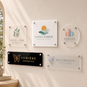 Anpassad akrylskylt för företag, personlig logotypskylt, kontorsdörrskylt, receptionsskylt, frostad klar akrylskylt, företagsskylt