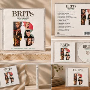 May include: A Brits Critics' Choice The Album CD case featuring a white cover with a large letter B containing portraits of various artists. The back lists fourteen tracks and artist names. The disc is silver with black text and the Brits logo.