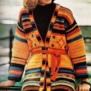 Indian Jacket, Häkelmuster, Vintage Sweater Pattern, Aztec Pattern