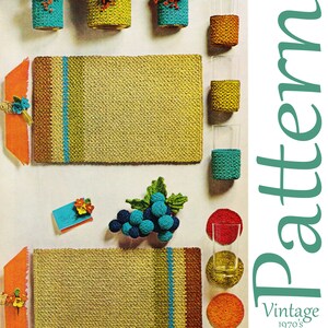 Straw Table Setting Pattern, Crochet Pattern for Vintage Table Setting, Colorful Vintage Place Setting, Indoor / outdoor Table Setting