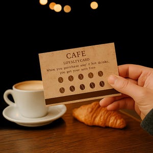Printable Cafe Loyalty Card | Coffee Shop Rewards Card | Buy 9 Get 1 Free | Small Business Loyalty Template | Instant Download