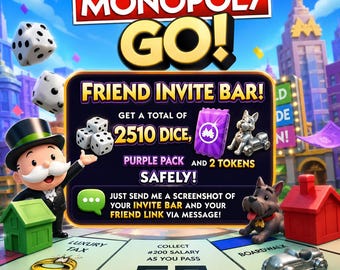 Mejora de la barra de invitaciones de amigos de Monopoly Go: ¡Consigue 2510 dados de forma segura! ¡Sin suspensiones ni baneos!