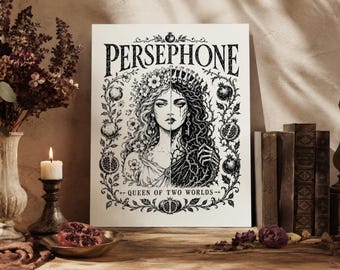 Persephone Poster, Greek Goddess Pomegranate Dark Romance Matte Wall Art