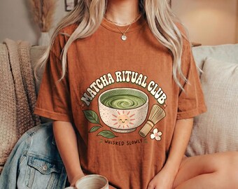 抹茶ボウルシャツ、抹茶リチュアルクラブTシャツ、レトロなお茶好きへのギフト