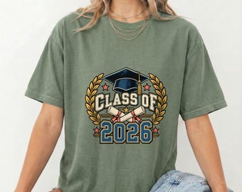 2026年卒業記念Tシャツ（女性用）、レトロなシニアグラフィックTシャツ、大学卒業祝いギフト