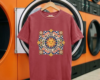Koszula mozaikowa, kolorowa koszulka z grafiką w kafelki, top w stylu retro ze słonecznym wzorem