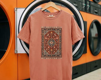 Koszula z perskim dywanem, koszulka z nadrukiem w stylu vintage, top z tkanym wzorem kwiatowym