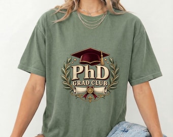女性向け博士号卒業記念シャツ、博士号取得者クラブのアカデミックグラフィックTシャツ、博士号取得記念ギフト