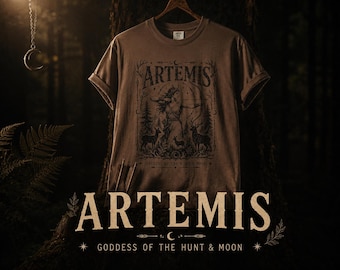 アルテミスTシャツ｜ギリシャ神話の女神ヴィンテージバンドTシャツ｜神話グラフィックTシャツ