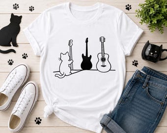 Cat With Guitar SVG PNG, Cat Playing Guitar Svg, Music Cat Svg, Guitar Lover Gift Svg, Cat Lover Shirt Design, Funny Cat Svg Cut File