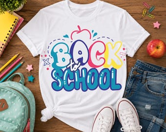 Back to School PNG Sublimation Design, Back to School SVG, Retro Kids Shirt Design, School Apple PNG, Digital Download, Teacher Png File