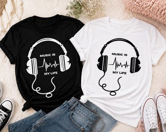 Music Is My Life SVG PNG, Headphones Heartbeat Svg, Music Lover Svg, Music Quote Shirt Design, Sublimation Png, Cricut Cut File